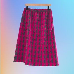 Vintage 1980s magenta patterned midi skirt VTG Kasper Anne Klein medium M